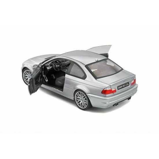 Macheta auto BMW E46 CSL Coupe Silver Grey Metallic 2003, 1:18 Solido