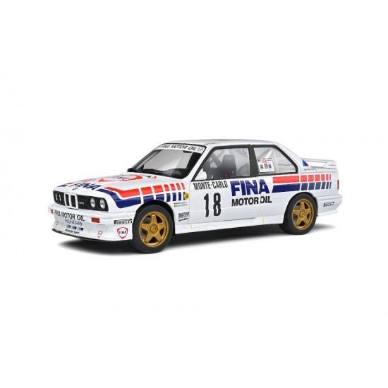 Macheta auto BMW E30 M3 GR. A – Montecarlo 1989 – FINA #18, 1:18 Solido