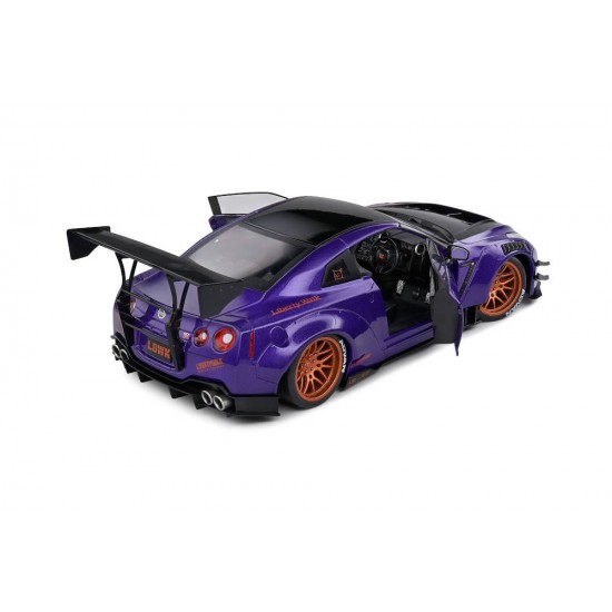 Macheta auto Nissan GT-R (R35) W/ Liberty Walk Body Kit 2.0 purple 2022, 1:18 Solido