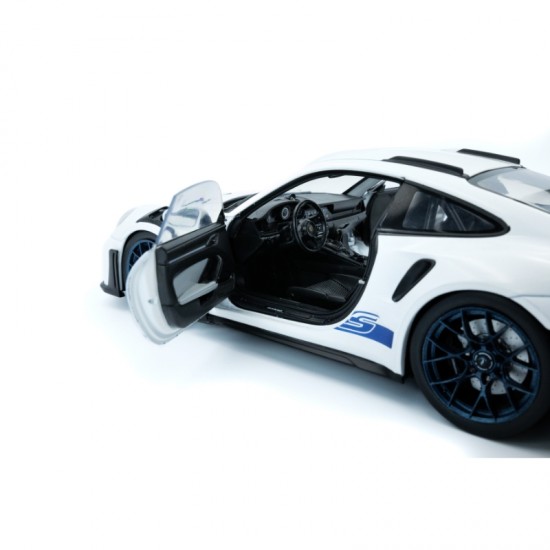 Macheta auto Porsche 911 GT3RS, White With Blue Stripes, 2024, 1:18, Solido