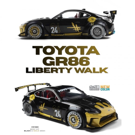 Macheta auto Toyota GR86 Liberty Walk Body Kit, Black & Gold, 2024, 1:18, Solido