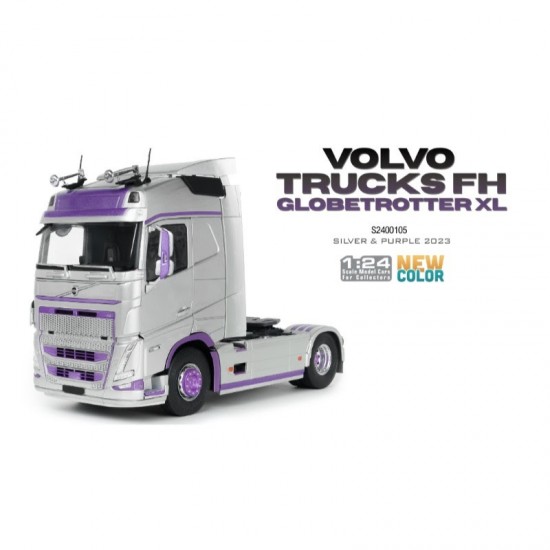 Macheta camion Volvo Trucks FH GlobeTrotter XL, Silver & Purple, 2023, 1:24, Solido