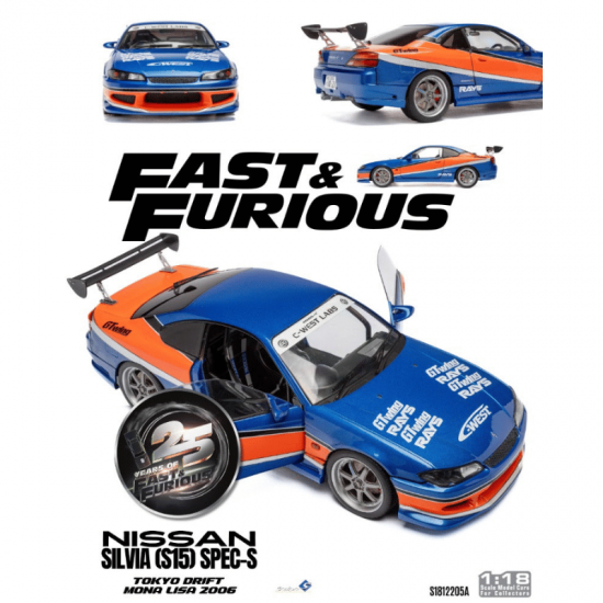 PRECOMANDA : Macheta auto Nissan Silvia (S15) Spec-s, Tokyo Drift Mona Lisa, 2006, 1:18, Solido