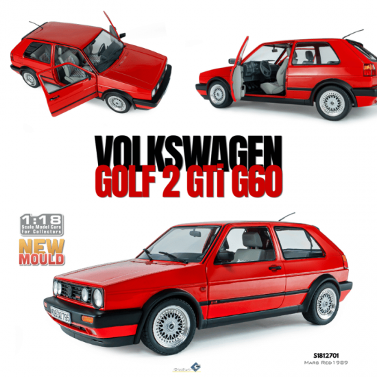 PRECOMANDA : Macheta auto Volkswagen Golf 2 GTI G60, Mars Red, 1989, 1:18, Solido