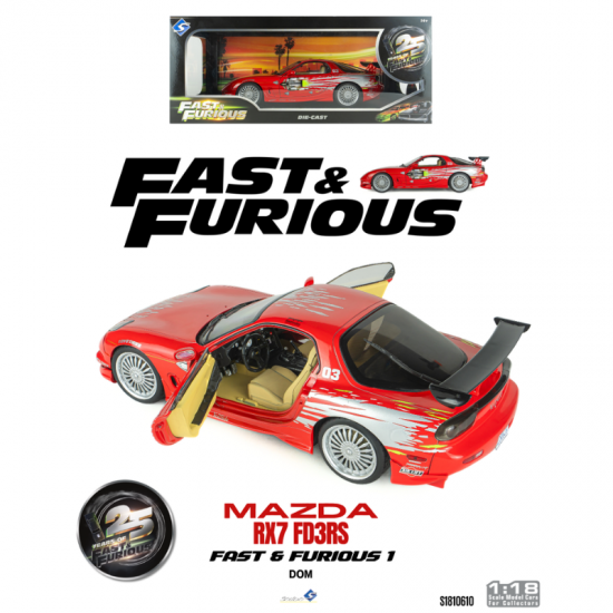 PRECOMANDA : Macheta auto Mazda RX7 FD3RS, Fast and Furious, 1:18, Solido
