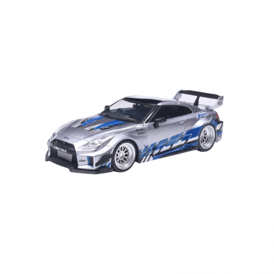 Macheta auto Nissan GT-R (R35) Liberty Walk Silhouette, Silver and Blue, 1:43, Solido