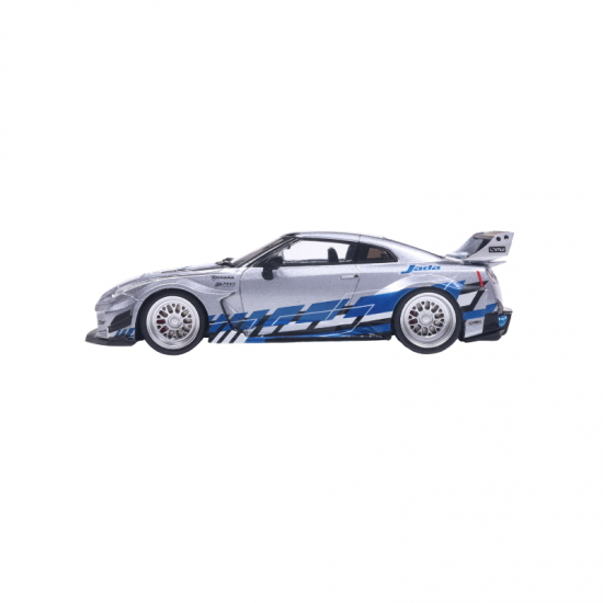 Macheta auto Nissan GT-R (R35) Liberty Walk Silhouette, Silver and Blue, 1:43, Solido