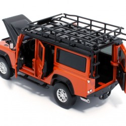 Macheta auto Land Rover Defender 110 portocaliu, pull back, lumini, sunet, 1:32 Tayumo