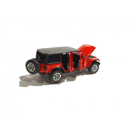 Macheta auto Jeep Wrangler Sahara Unlimited rosu, lumini, sunet, 1:32 Tayumo