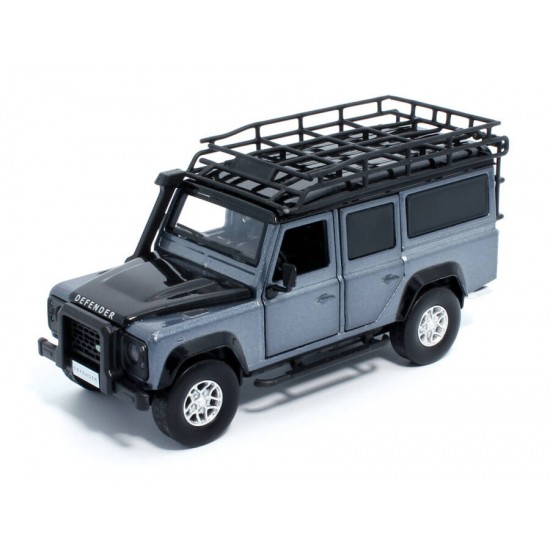 Macheta auto Land Rover Defender 110 gri, pull back, lumini, sunet, 1:32 Tayumo