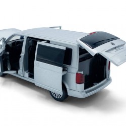 Macheta auto Volkswagen T6 Multivan 2016 silver, lumini, sunet, directie activa, 1:32 Tayumo