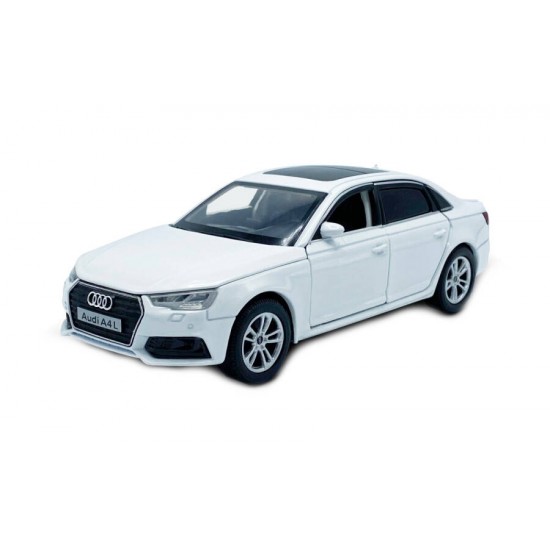 Macheta auto Audi A4L 2019 white, lumini, sunet, directie activa, 1:32 Tayumo