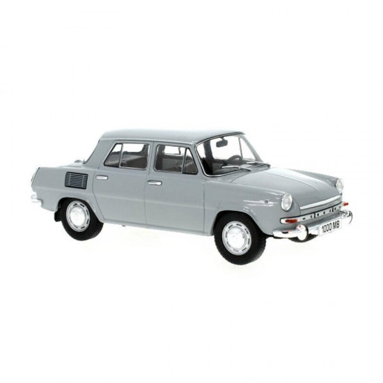 Macheta auto Skoda 1000 MB light grey 1965, 1:24 Whitebox